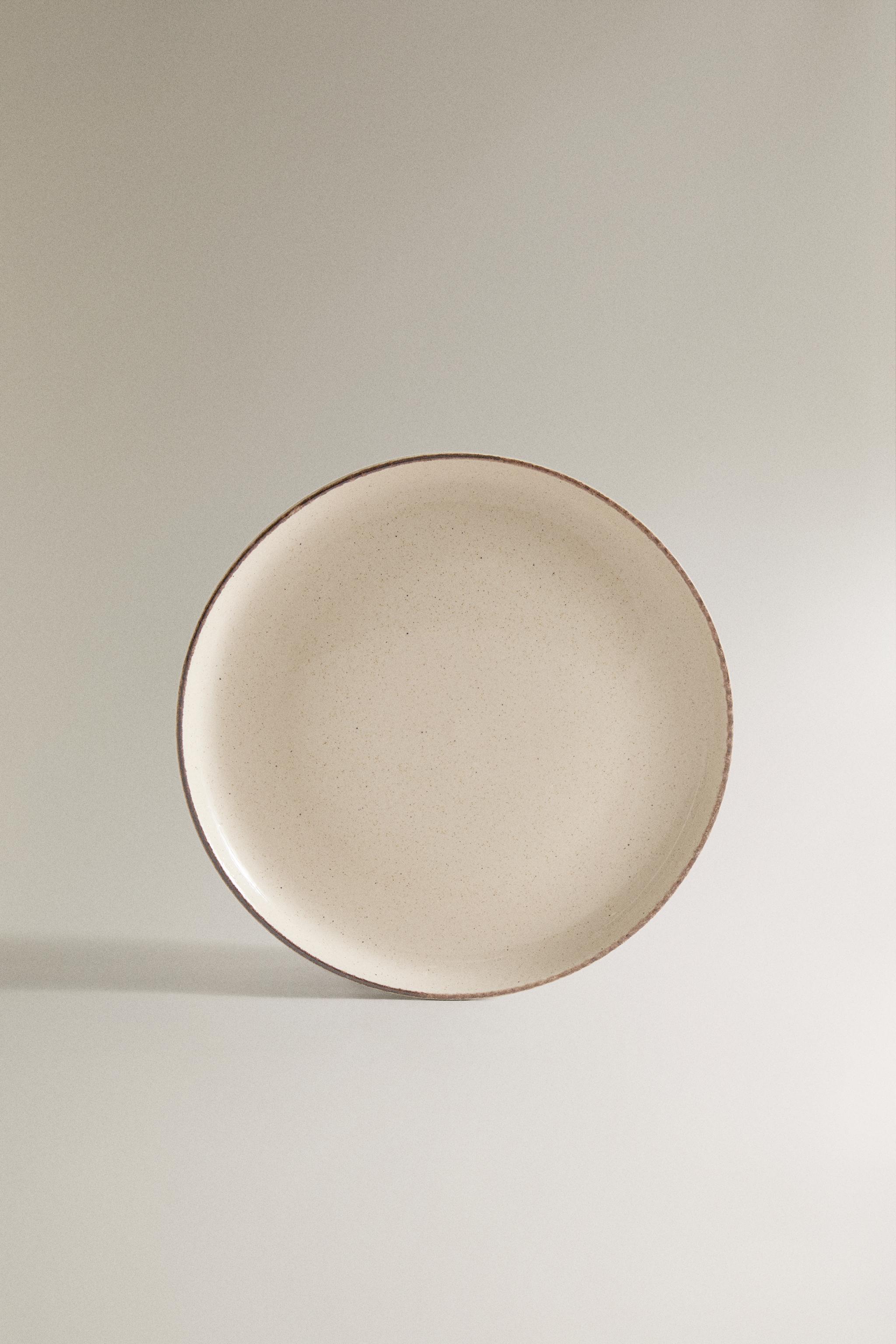 AGED RIM STONEWARE DESSERT PLATE