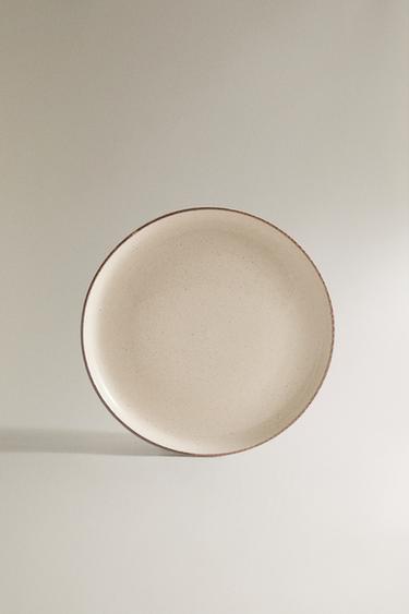 STONEWARE DESSERT PLATE WITH ANTIQUE FINISH RIM - Light ecru by Zara - Image 0