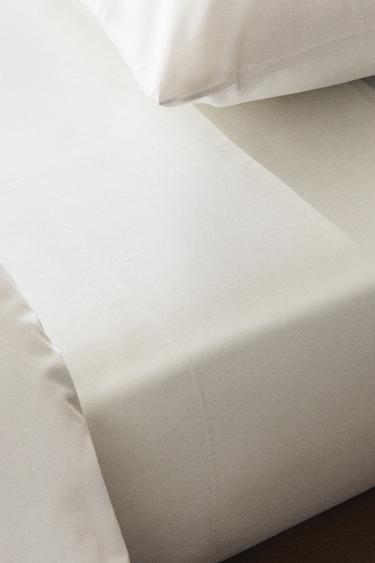 PERCALE FLAT SHEET (500 THREAD COUNT) - White by Zara - Image 4