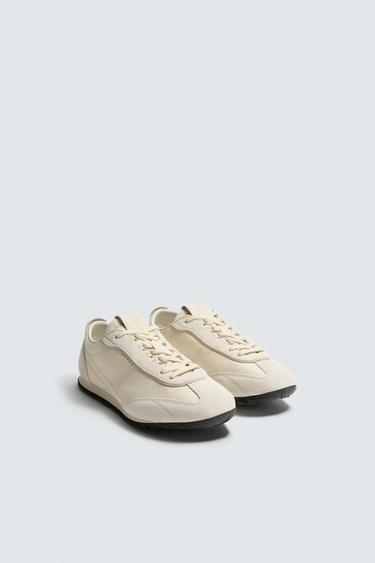 BASKETS EN CUIR - Blanc de Zara