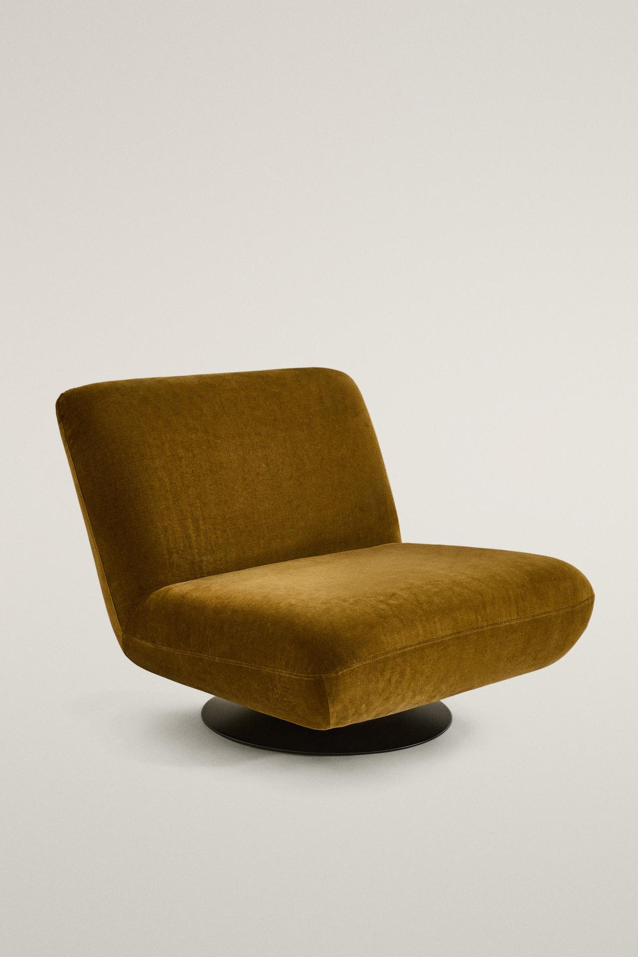 SWIVEL VELVET ACCENT CHAIR — Olive green