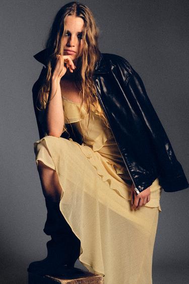 RUFFLED COMBINATION DRESS - Yellow by Zara