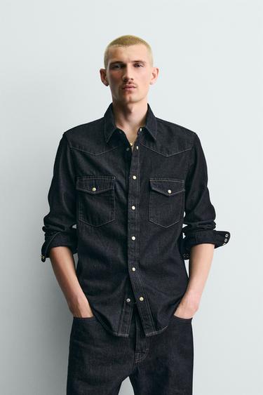 WESTERN DENIMSKJORTE - indigo fra Zara