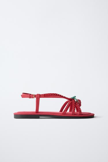 SANDALE MIT KIRSCHEN - Rot von Zara