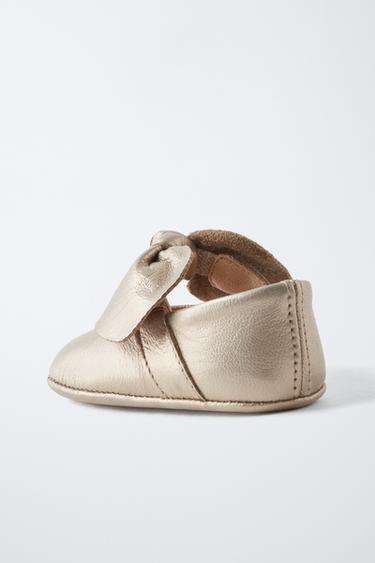 BALLERINES EN CUIR AVEC NŒUD - Or de Zara - Image 4