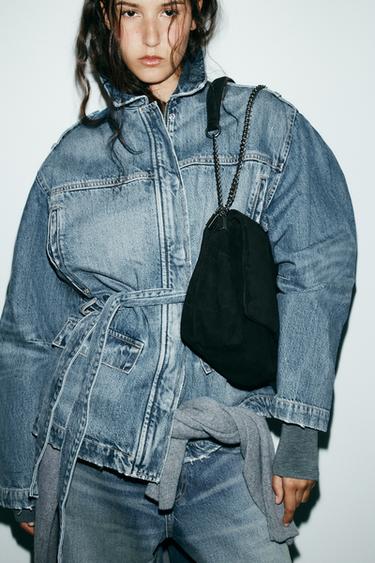 BOLSO PIEL DE HOMBRO - Negro de Zara