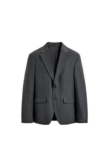 Zara REGULAR FIT PINSTRIPE SUIT BLAZER - Gray