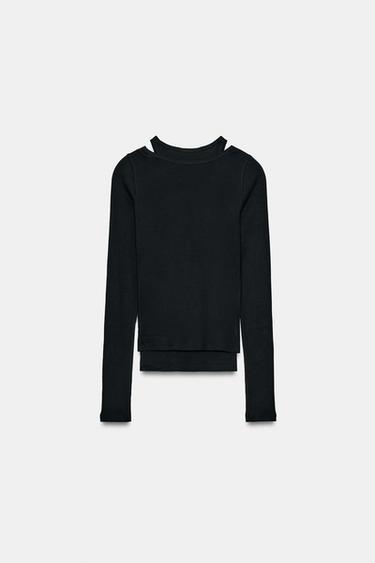 DOUBLE RIBBED T-SHIRT - Black by Zara - Image 6