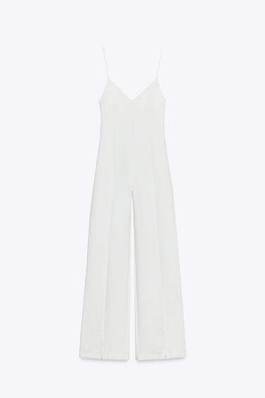INTERLOCK WIDE-LEG JUMPSUIT - White by Zara - Image 4