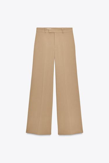 Zara STRAIGHT LEG PANTS - Mid-camel