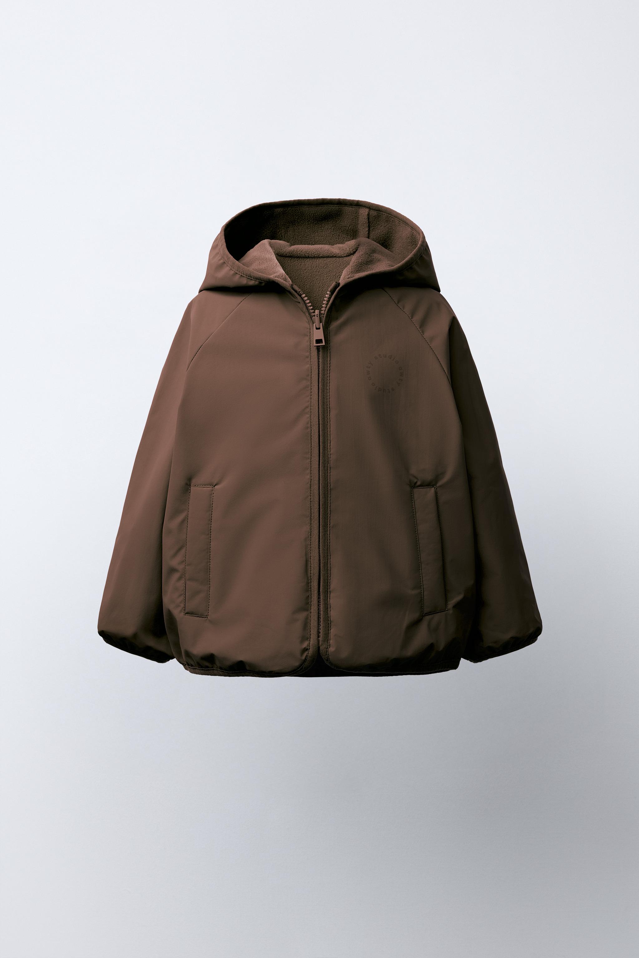 @穂　ZARA 中綿入りフーディージャケット ブラウン REVERSIBLE FLEECE JACKET - Pink | ZARA United States