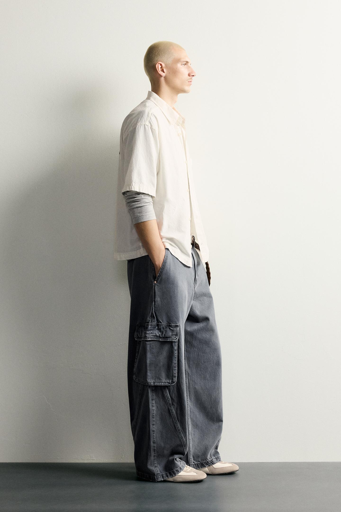 Мужская рубашка Zara Relaxed Fit Embroidered, цвет: Белый — фото 4