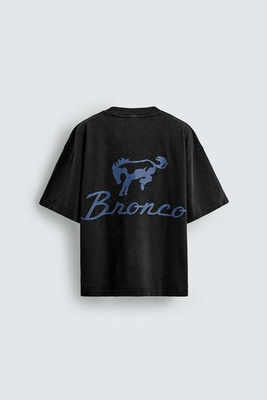 Zara WASHED COMBINED PRINT FORD © T-SHIRT - Black