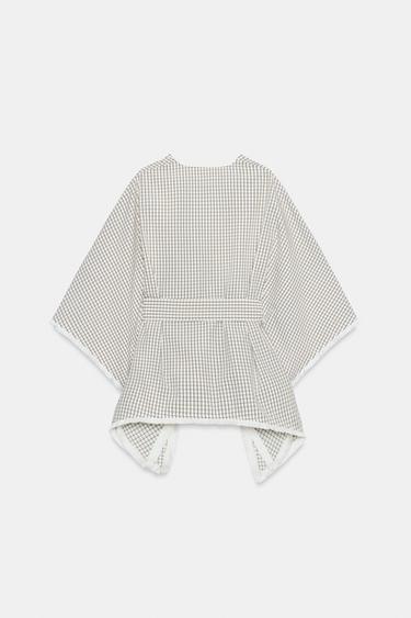GILET EFFRANGÉ À CARREAUX - Écru de Zara - Image 8