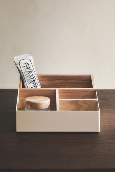 WOOD AND METAL ORGANISER BOX - White by Zara