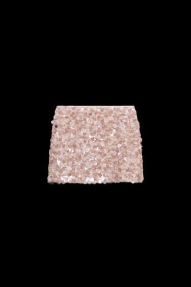 MINIROCK MIT PAILLETTEN - Rosa pudrig von Zara