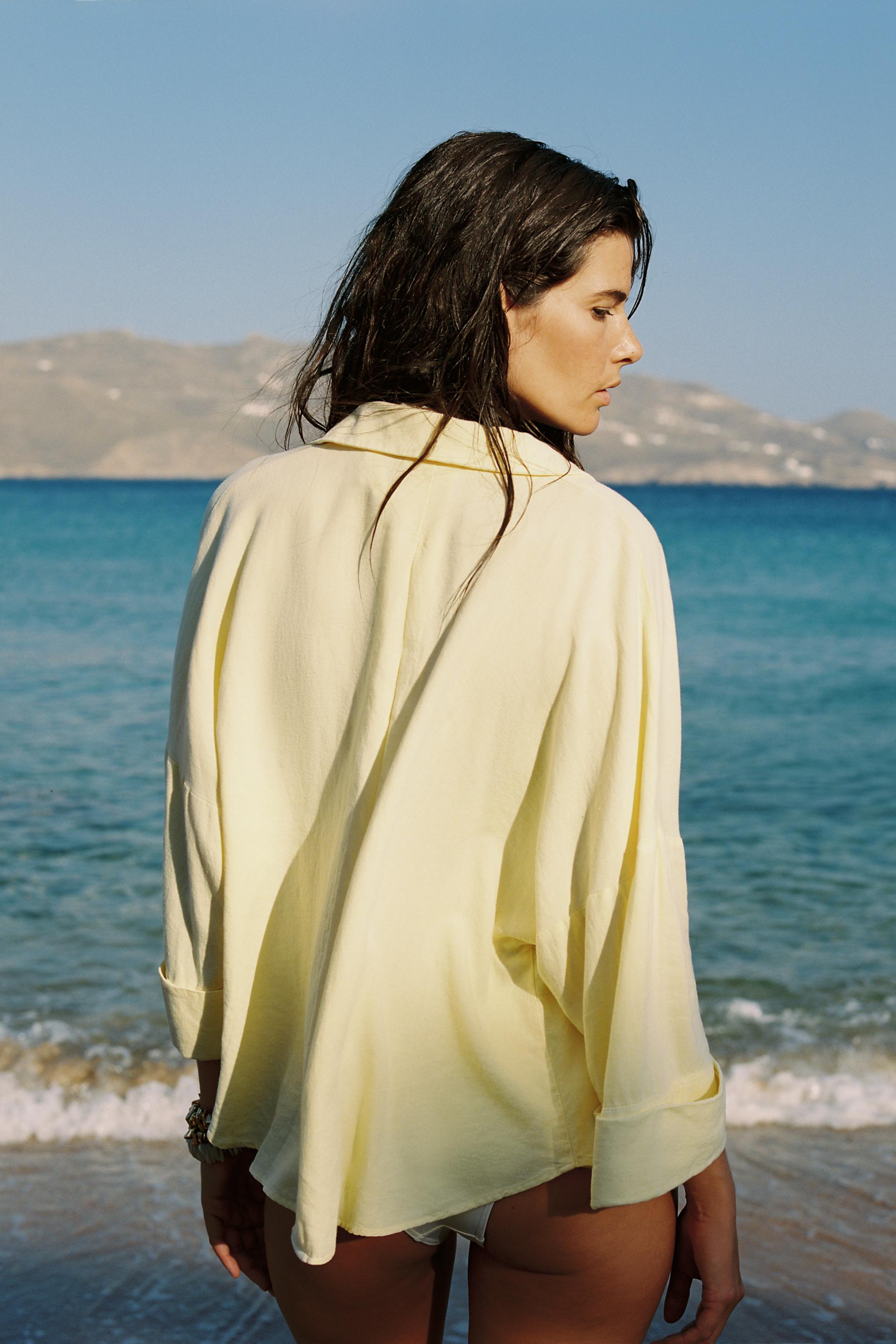 トップス xxx WIDE SLEEVE LINEN SHIRT - White | ZARA United States
