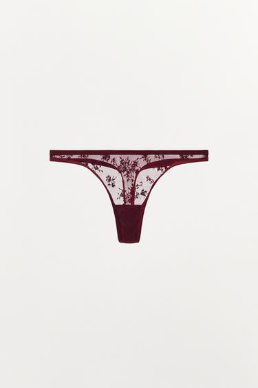 LACE THONG — Burgundy 1