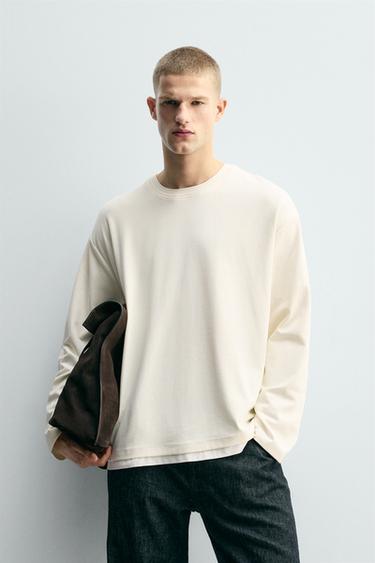 PLAYERA ACABADOS DOBLES CONTRASTE - Mantequilla de Zara