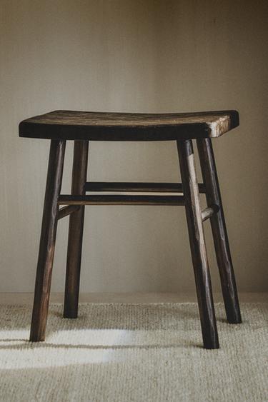Zara HAMMERED STOOL - Dark brown