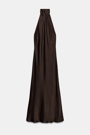 ROBE HALTER SATINÉE ZW COLLECTION - Marron de Zara - Image 7