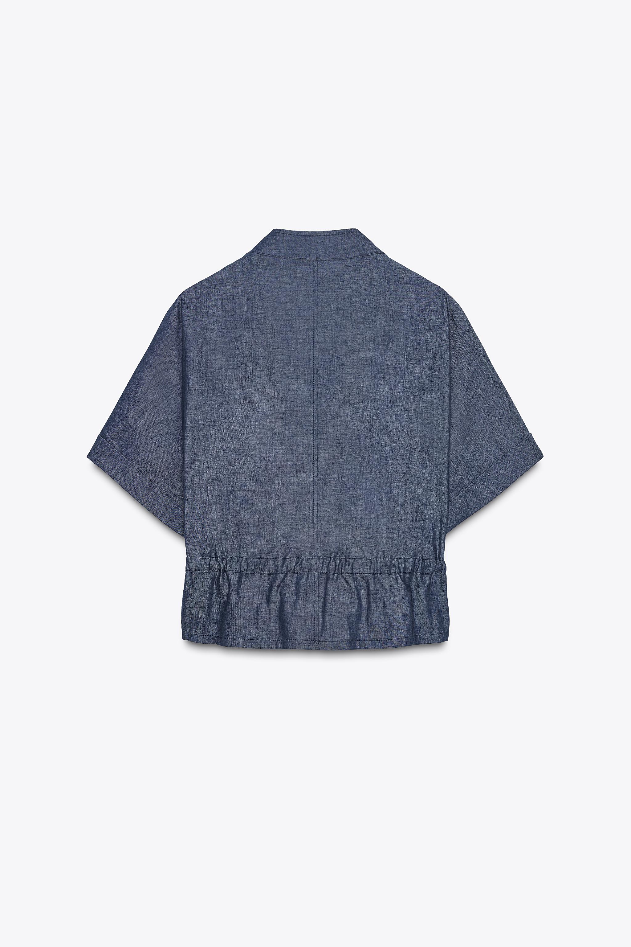 LINEN BLEND SHORT SLEEVE JACKET - Indigo | ZARA South Africa