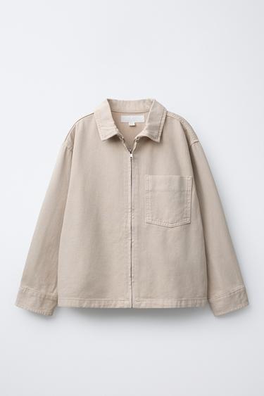Zara TEXT TWILL OVERSHIRT - Sand