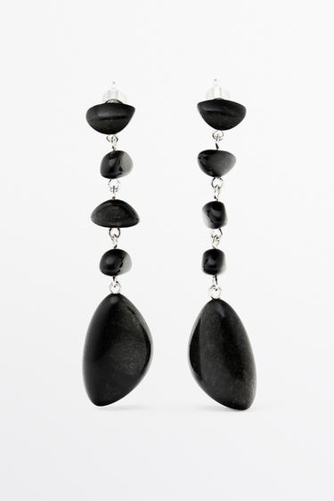 Pendientes largos gema - Negro de Zara