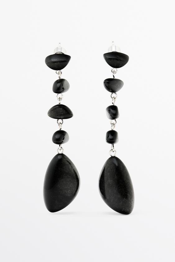 Boucles d’oreilles pendantes gemmes - Noir de Zara - Image 0