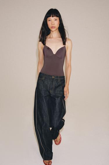 Zara 心形領連體衣 - 茄紫色