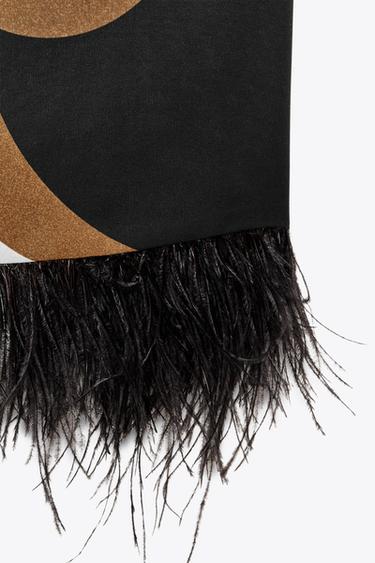 TOP IMPRIMÉ PLUMES - Noir de Zara - Image 4
