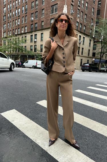 ZW COLLECTION FITTED BUTTON BLAZER - Caramel by Zara