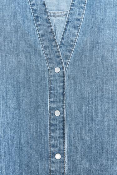 Z1975 FLOWING WIDE SLEEVE DENIM SHIRT - Mid-blue by Zara - Image 6
