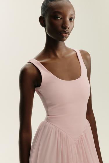 CONTRAST TULLE DRESS - Pale pink by Zara - Image 3