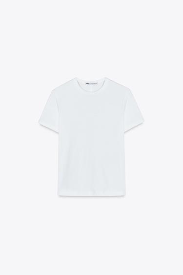 T-SHIRT WITH BACK SEAM - White by Zara - Image 6
