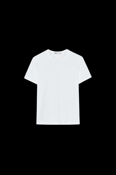 Zara BACK SEAMED T-SHIRT - White - Image 0