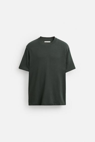CAMISETA MALHA REGULAR FIT - Petróleo da Zara