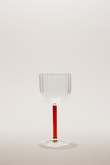 BOROSILICATE GLASS WITH COLOURED STEM - Red by Zara