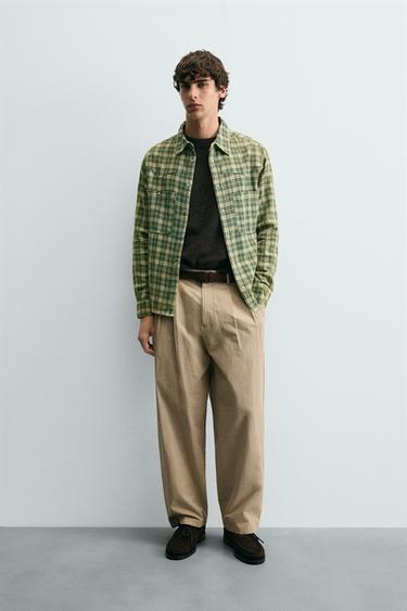 CAMISA RELAXED FIT XADREZ - Verde da Zara - Imagem 0