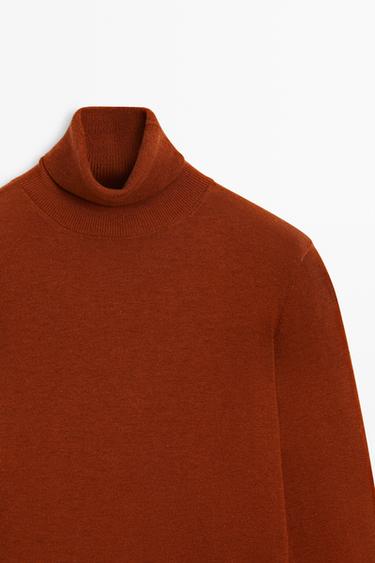 Wool-blend turtleneck knit sweater — Russet 2