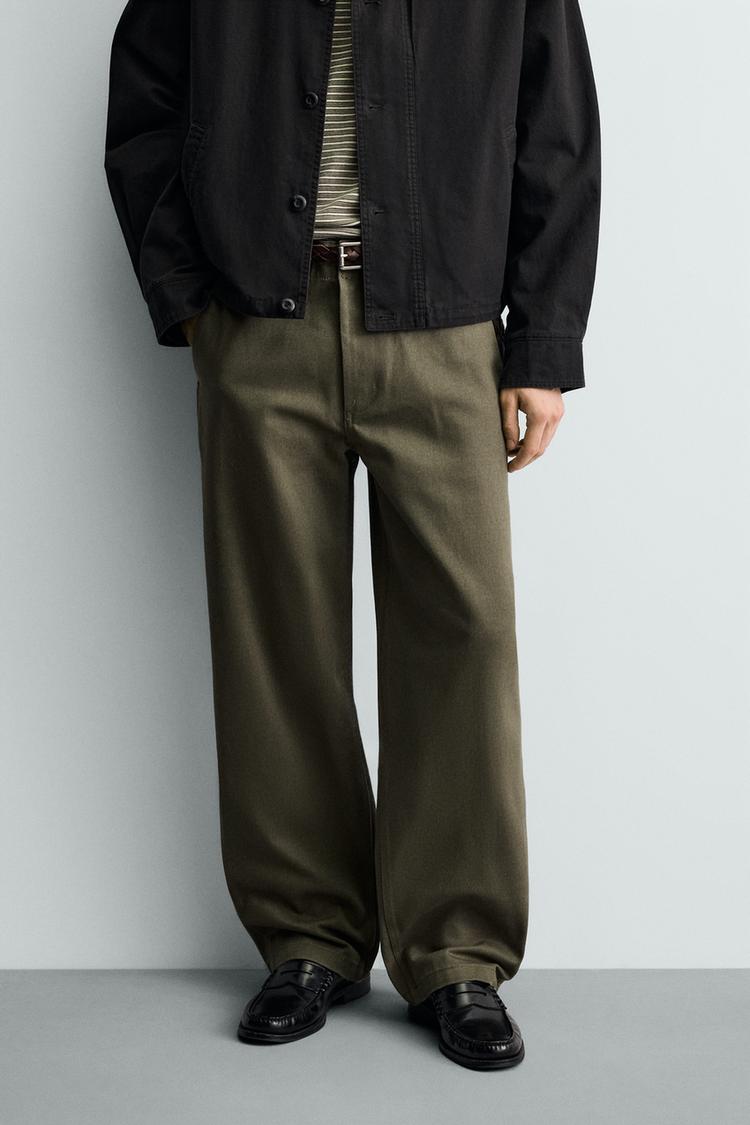 ZARA RELAXED FIT CHINO TROUSERS WITH SIDE TABS
