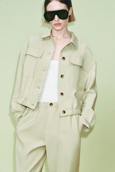 VESTE COURTE À POCHES ET RABAT - Vert d'eau de Zara - Image 5