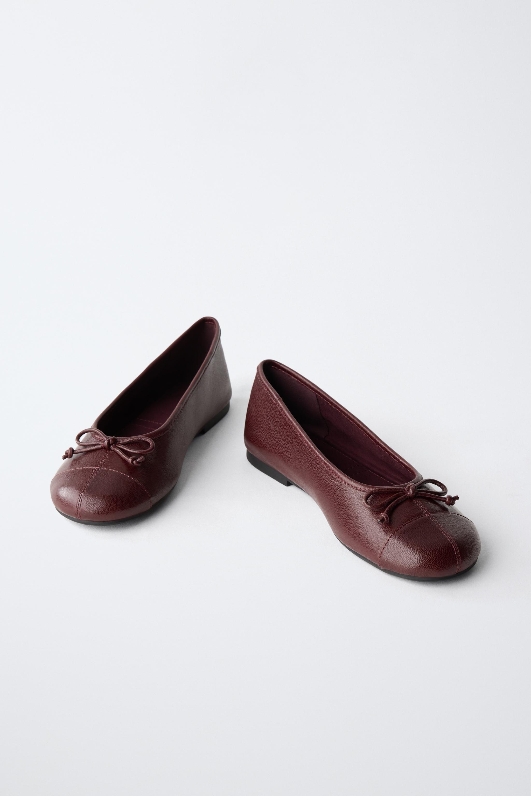 LEATHER BOW BALLET FLATS