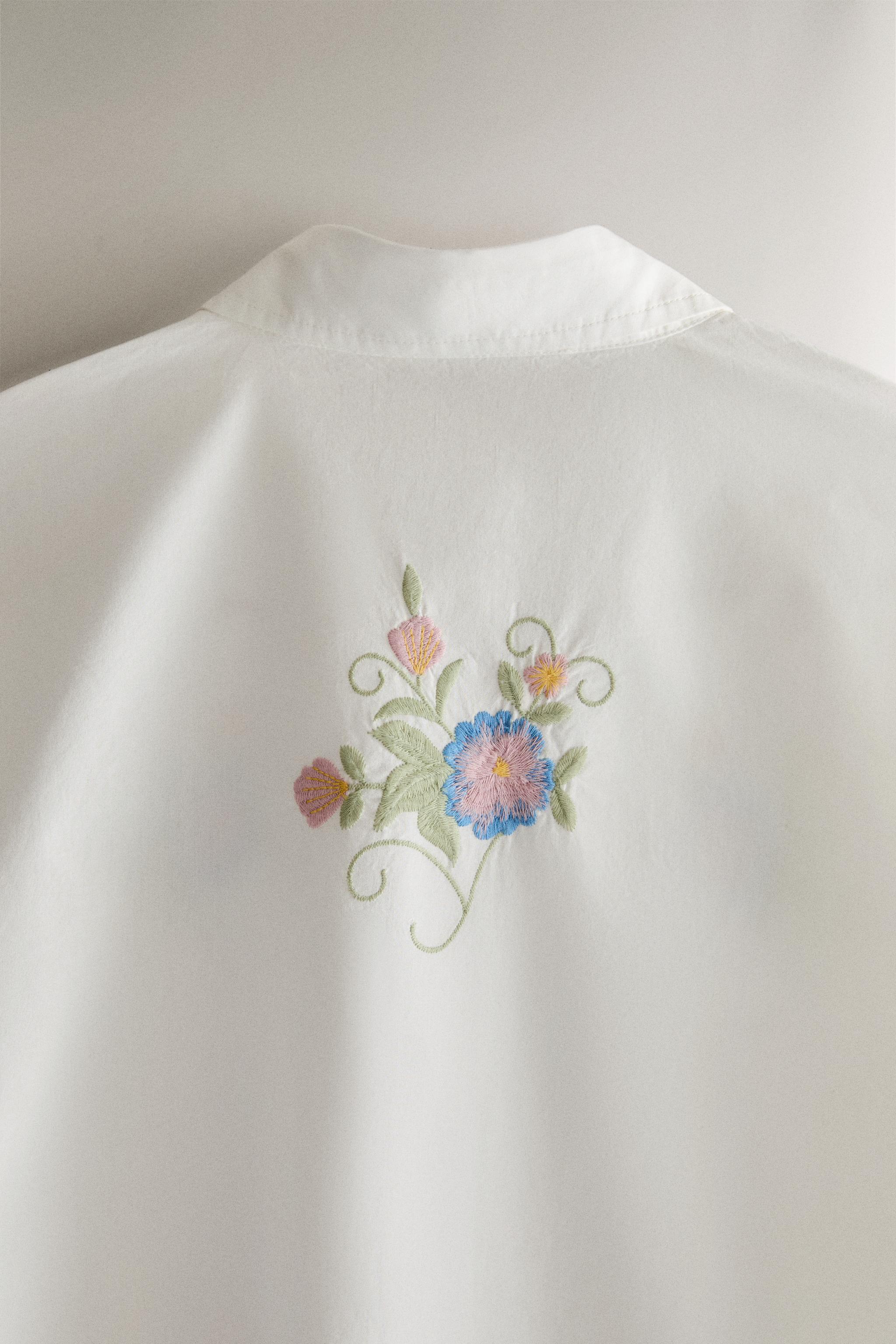EMBROIDERED CROCHET SHIRT - Oyster-white | ZARA Canada