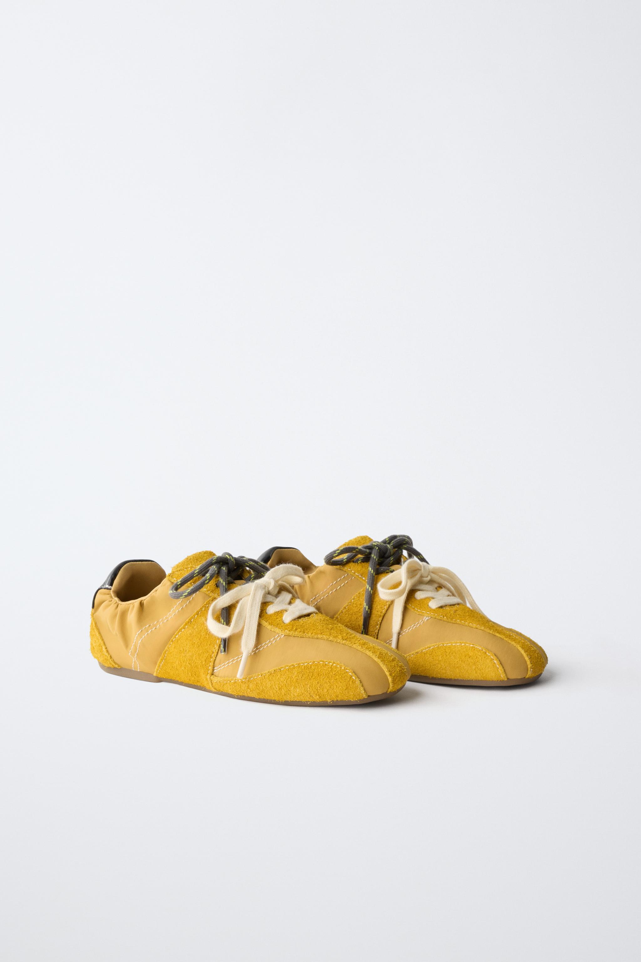 MIXED-MATERIAL LEATHER SNEAKERS