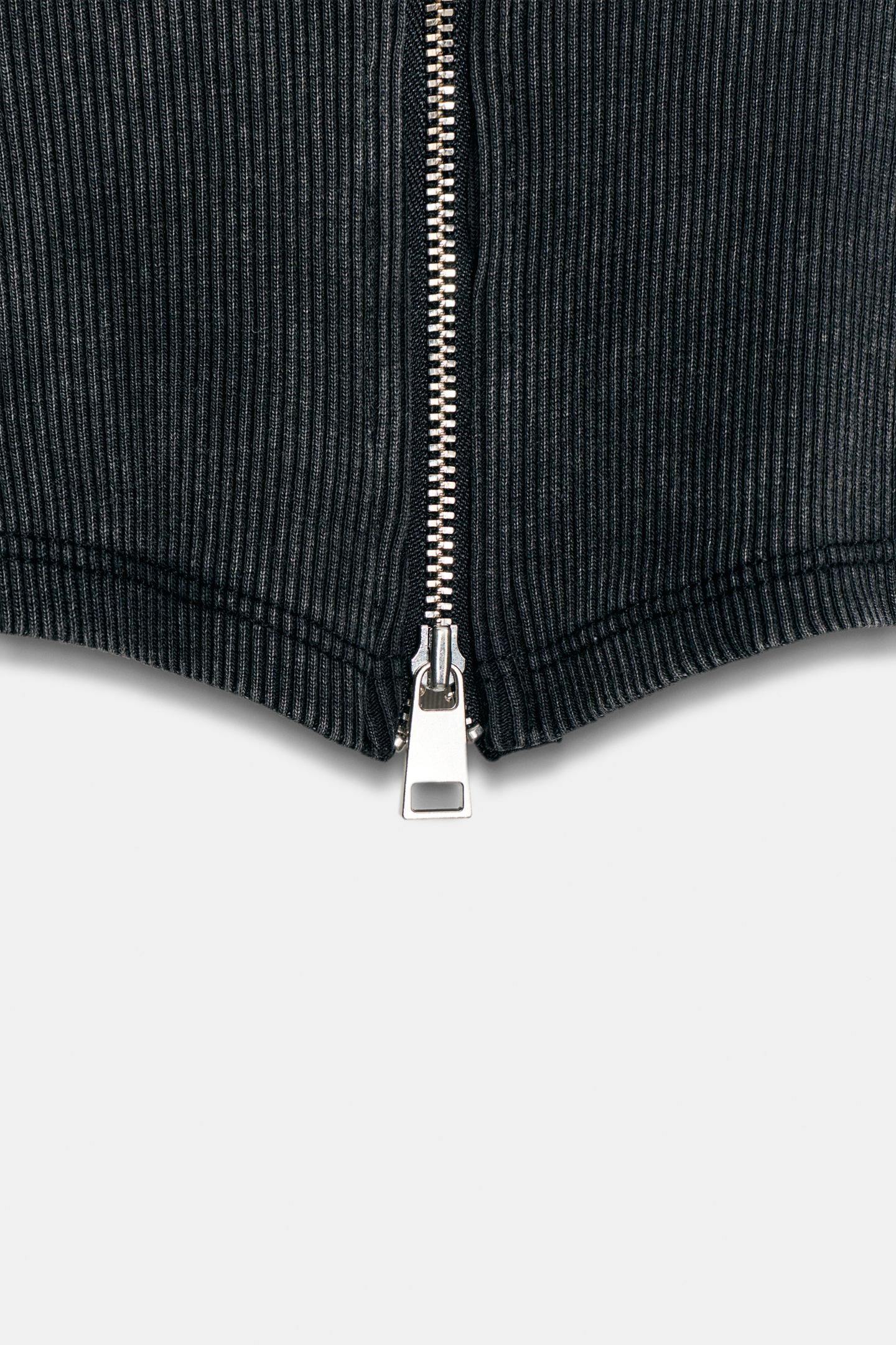 Женская толстовка Zara Washed Effect Corset Zipper, цвет: Тёмный серый — фото 9