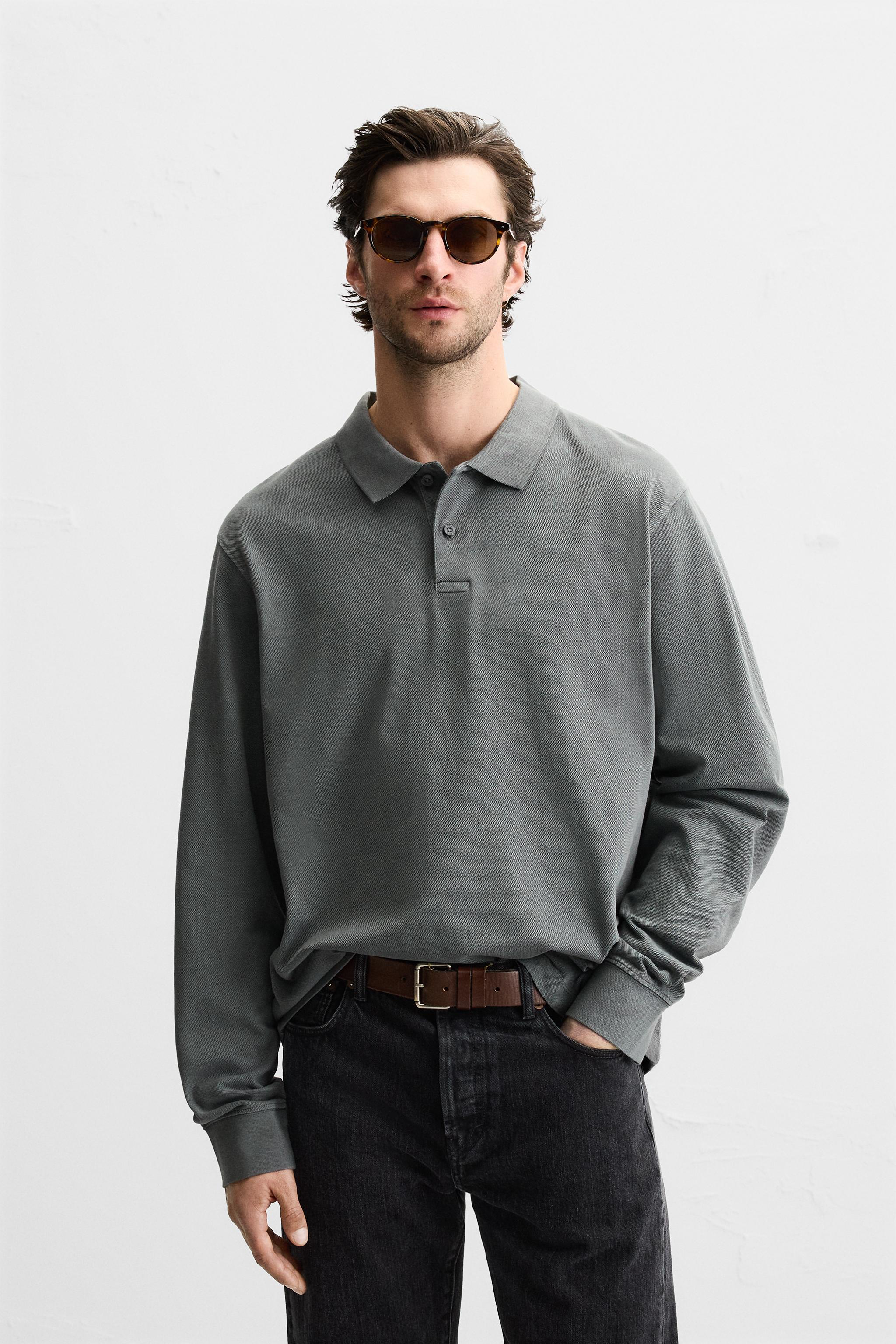 PIQUÉ TEXTURED POLO SHIRT - Navy blue | ZARA United States