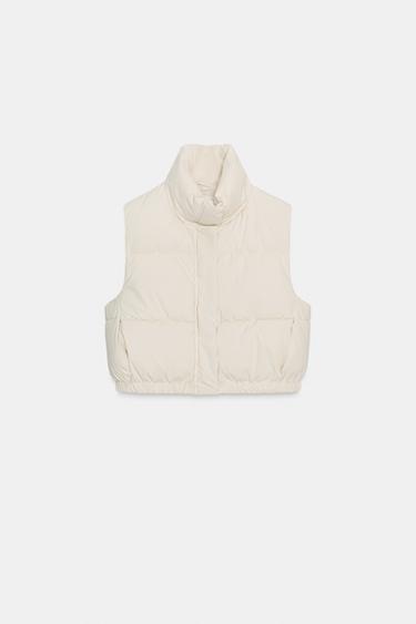 코팅 패딩 베스트 - Zara 라이트 베이지