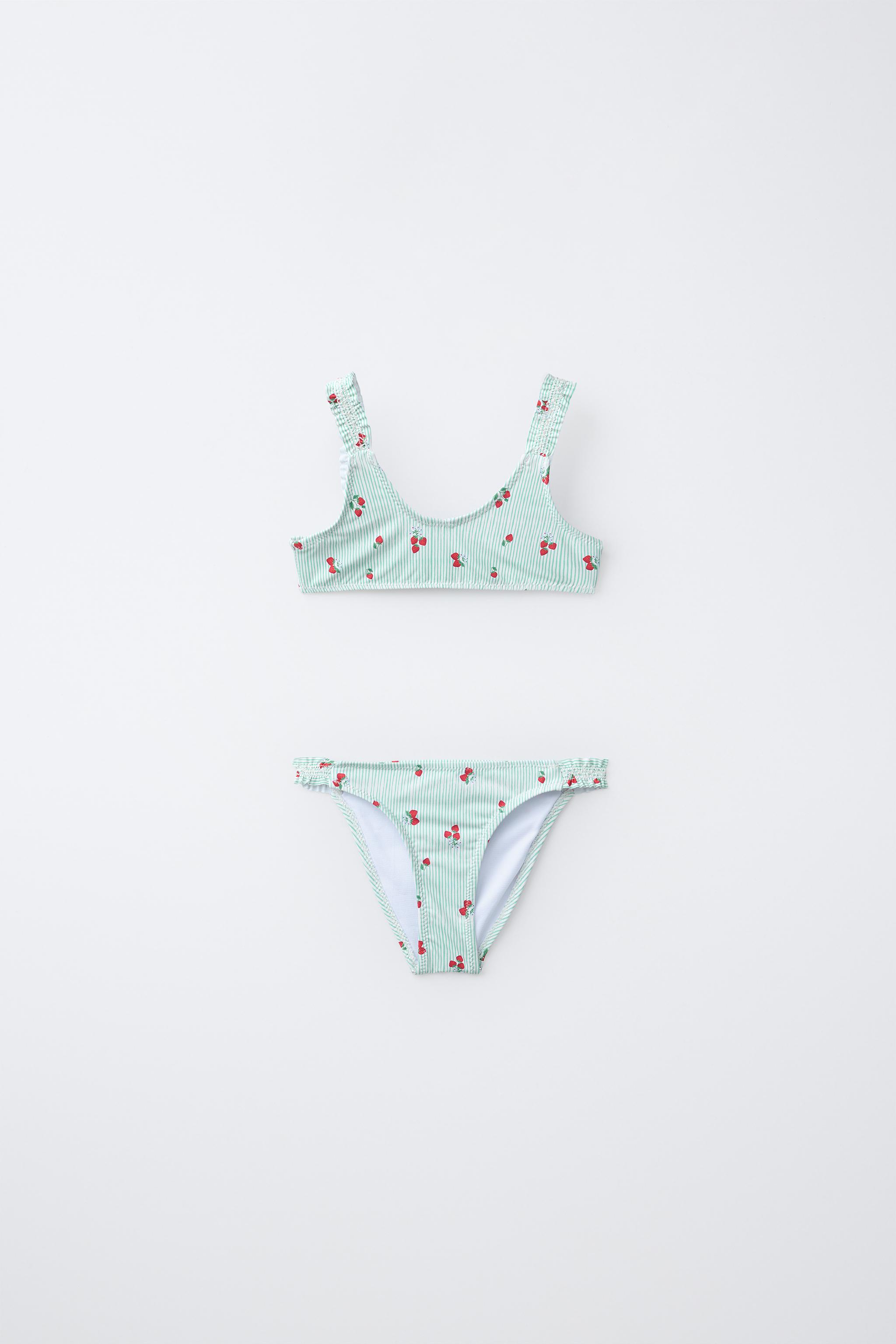 6–14 YRS / STRIPED & STRAWBERRY BIKINI - Green | ZARA Turkey