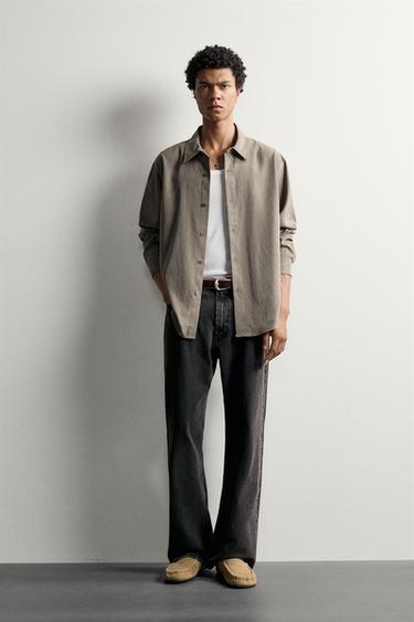 FLUID RELAXED FIT SHIRT - Grey / Natural by Zara - Image 0
